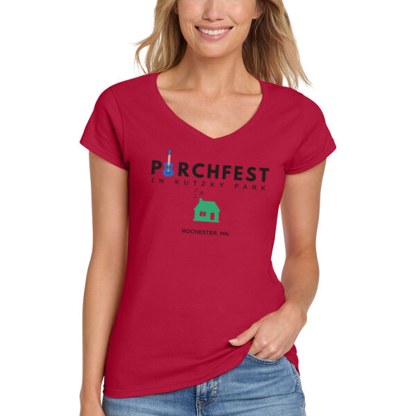 Gilda Softstyle Women's Fit V-Neck T-Shirt - Printed Logo Thumbnail